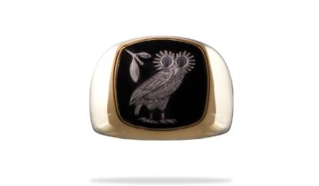 Athena Noctua Ring With 18K Gold